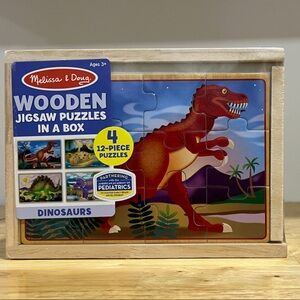 Melissa & Doug Wooden Dinosaur Puzzles 4 in one box. New, shrink wrap still on!